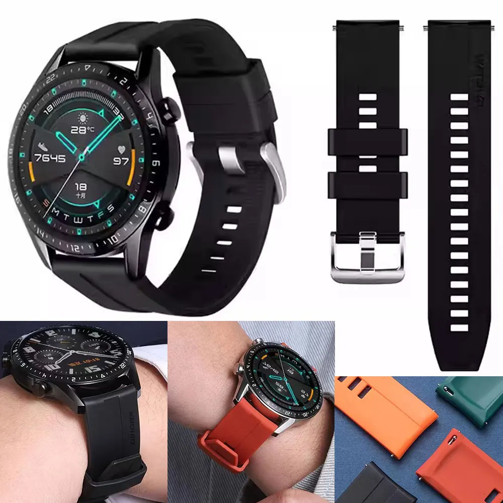 

Ремешок спортивный для Samsung Galaxy watch 5/pro/4/6/classic/Active 2, силиконовый браслет для huawei watch gt 4-3-pro-2, 20 мм 22 мм