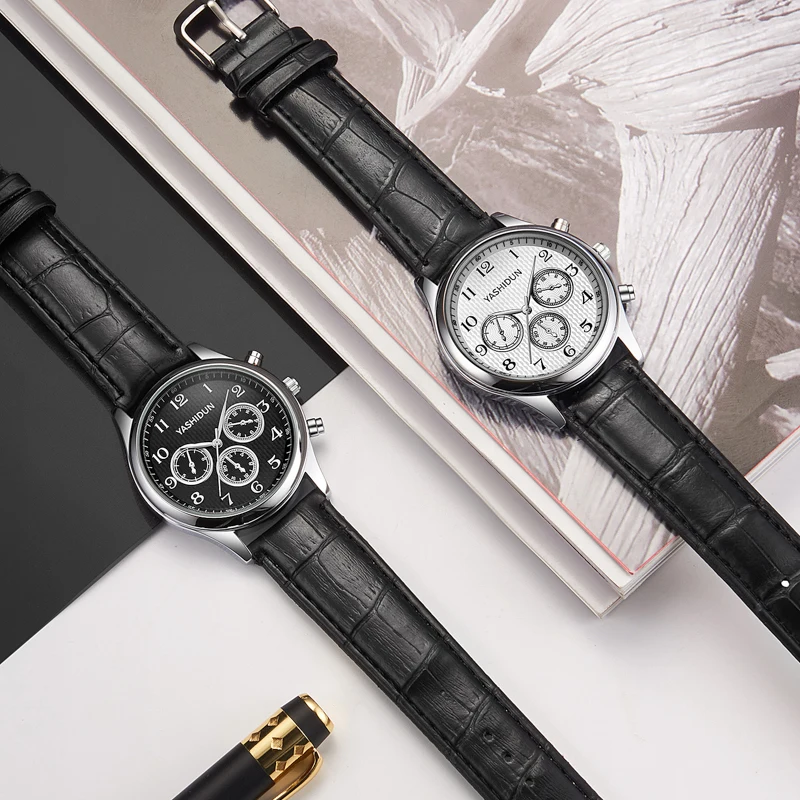 ساعة يد رجال الأعمال من YASHIDUN من أفضل العلامات التجارية ساعة يد رجالية مقاومة للماء للتاريخ الأصلي كوارتز ساعة رجالية من الفولاذ المقاوم للصدأ