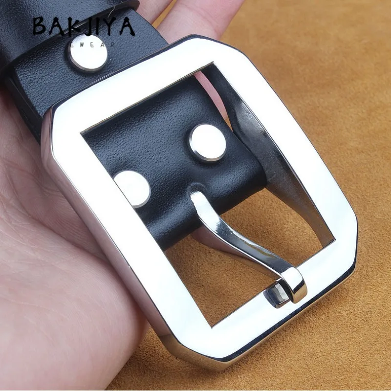 2026 Men's Belt Stainless Steel Pin Buckle Thickened Octagonal Buckle Anti-Allergy Leather Top-Layer Cowhide Belt Men's 38mm