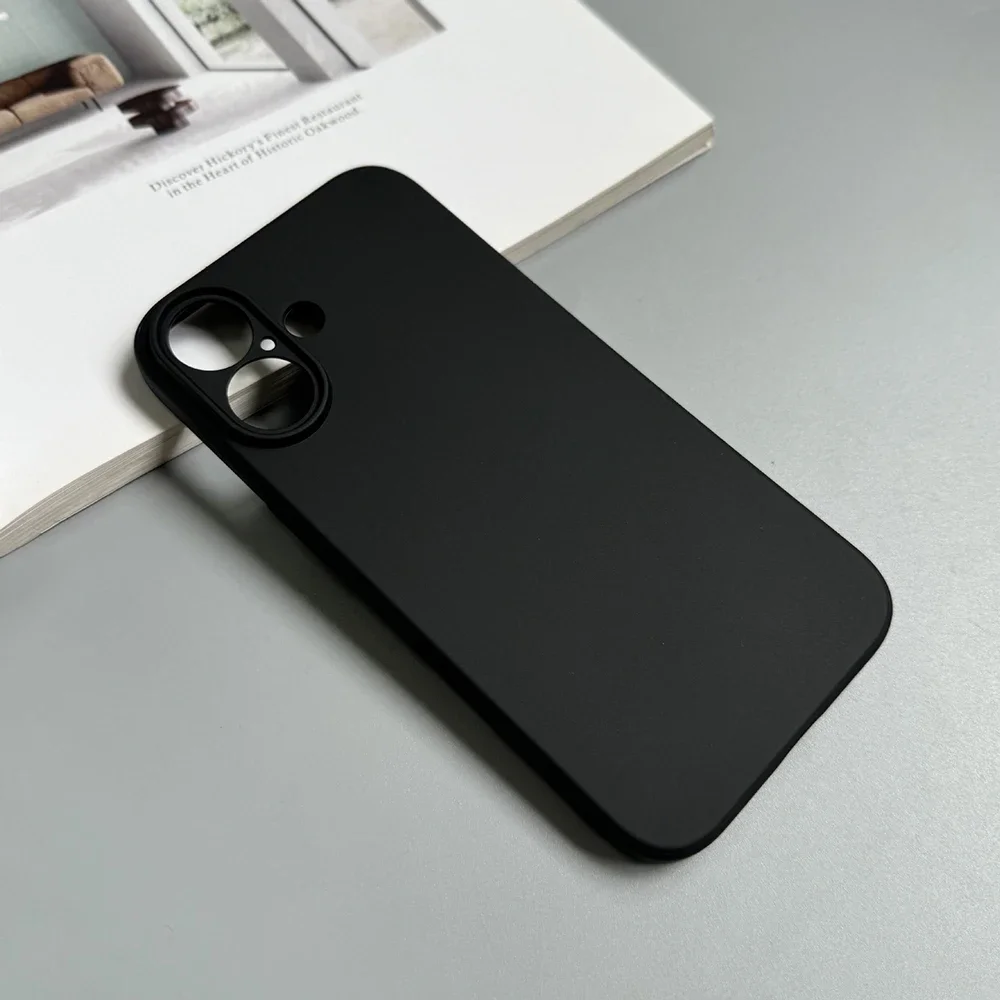 

Luxury Silicone Matte Black Case For iPhone 16E 16 15 14 13 12 11 Pro Max Mini 16 15 14 7 8 Plus Back Cover TPU Soft Case Shell