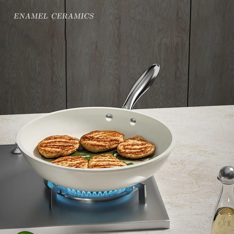 Poêles à œufs antiadhésives en céramique, poêle antiadhésive de 24cm, poêle de cuisson pour Induction en PTFE, PFAS et PFOA, sans four sûr, blanc