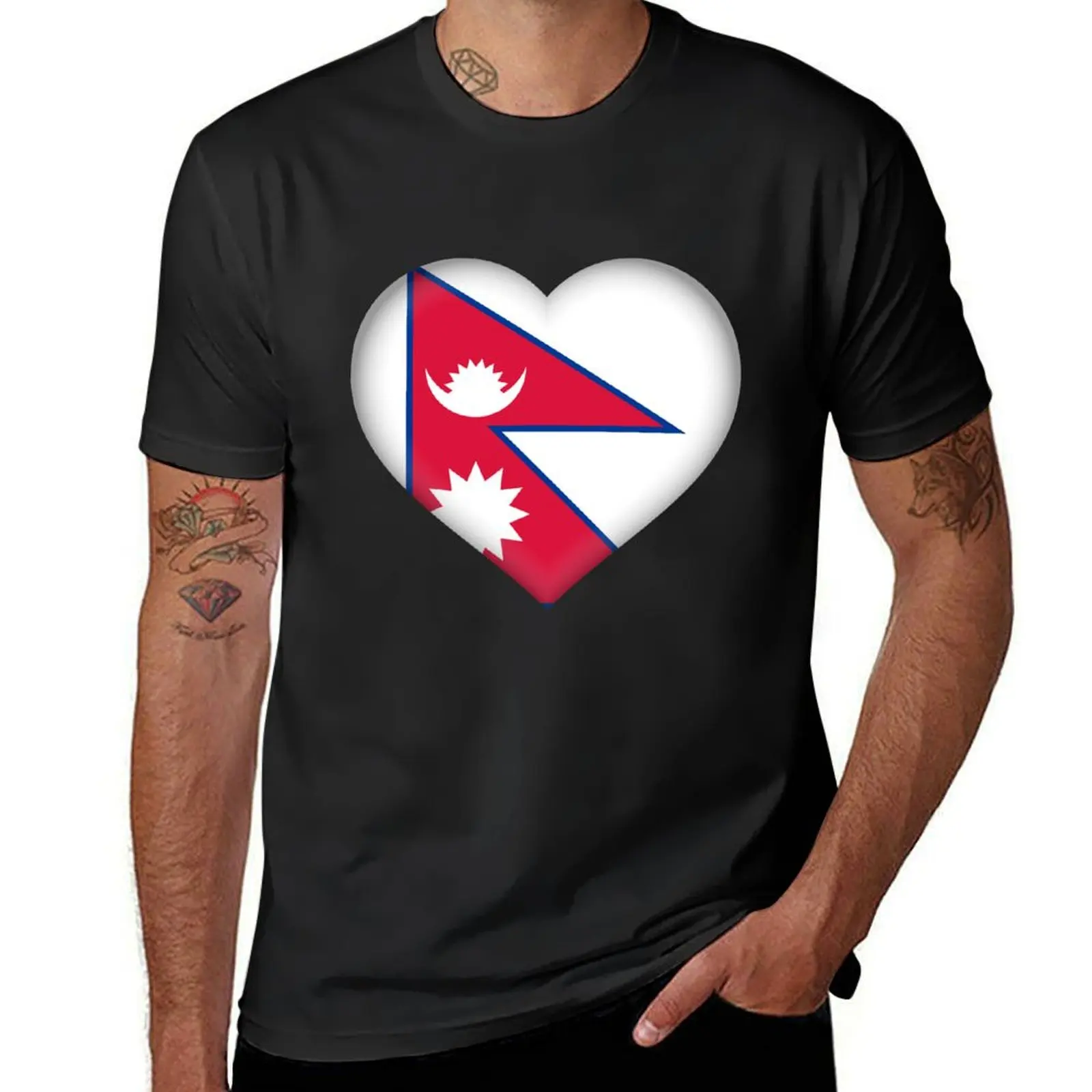 I Love Nepal Design Nepalese Nepali Flag Heart Outfit T-shirt vintage summer tops sweat funny t shirts for men