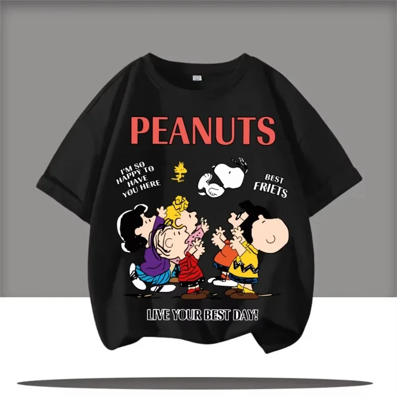 

2026 Summer New Children's Pure Cotton Short Sleeve Snoopy Cartoon Pattern Printed Round Neck T-shirt for Boys and Girls BabyTop