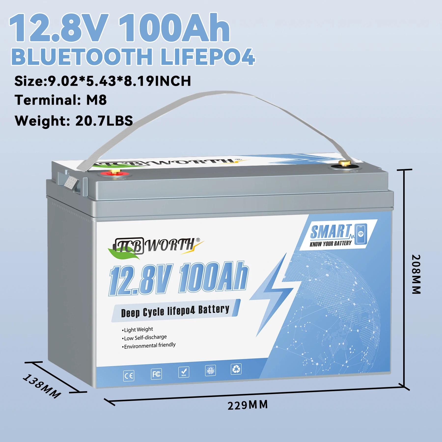 12V 100Ah LiFePO4 Lithium Battery Mini Size,100A BMS,Deep Cycle Battery Backup Power for RVs,Cabins, Marine, and Off-Grid System