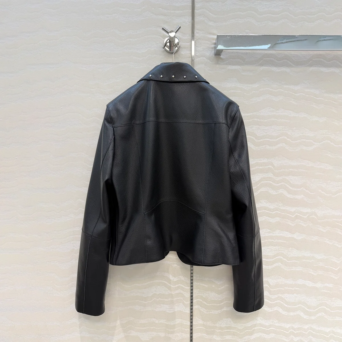 2026 High Quality Women's Rivet Short PU Leather Jacket--hb807