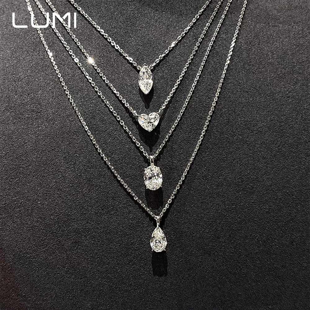 

1-2CT D-Color Real Moissanite 925 Silver Pendant Necklace for Women Luxury Bridal Jewelry Premium Chain GRA Certified