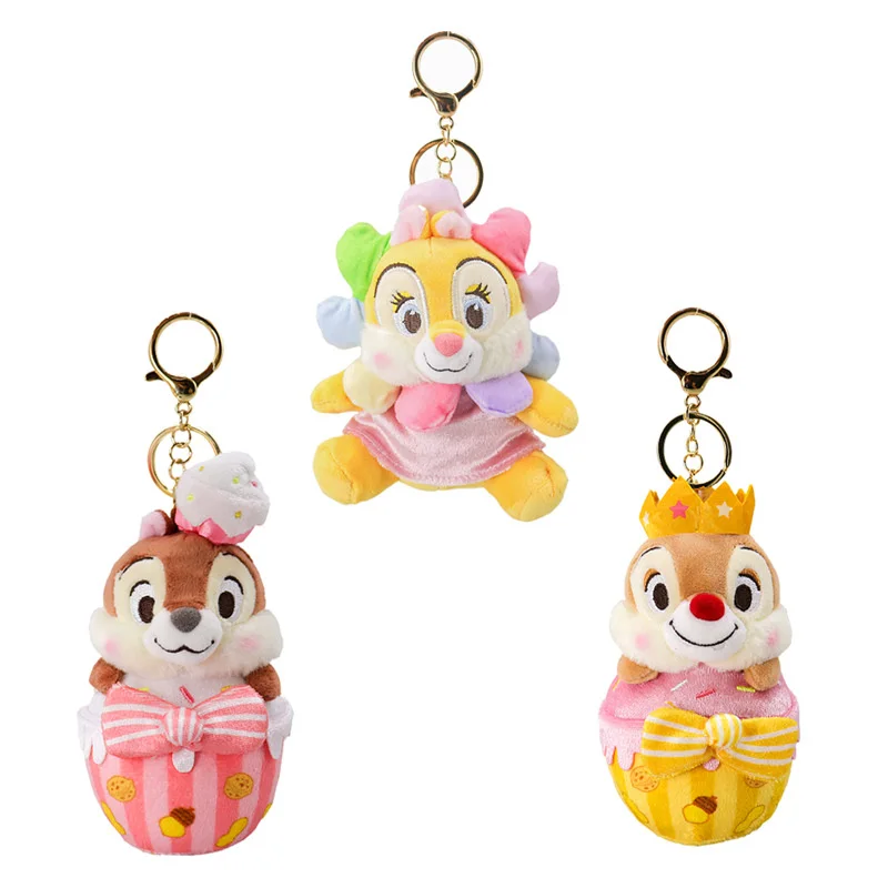 Disney Chip 'n' Dale portachiavi in peluche Kawaii Cartoon Sun Flower Plushie Doll Anime Bag ciondolo portachiavi per auto accessori per ciondoli