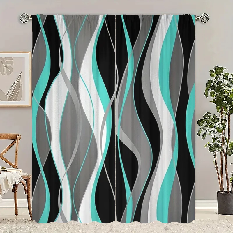 Selling 100,000 - a variety of striped environmental polyester printed curtains limited time special + gift combination