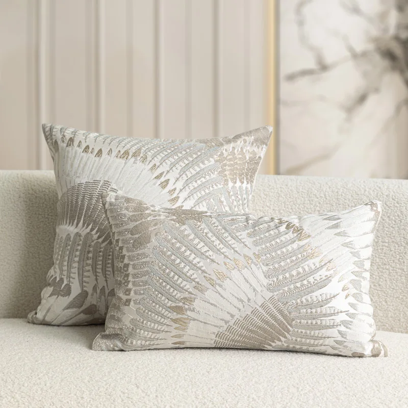 American Style Lightweight Living Room Pillowcase Light Beige Wing Hotel Model Room Sales Office Soft Decoration Cushion Lumb...