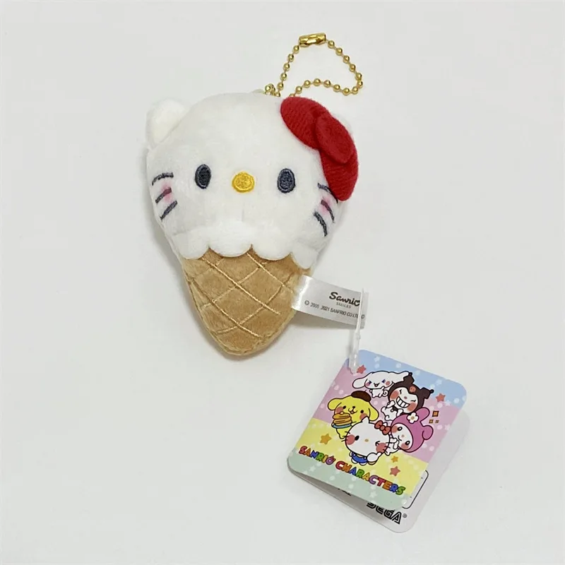 Sanrio Kawaii Hello Kitty Toys Keychain Pendant Doll Ice Cream Cone Cartoon Bag Pendant Accessories Girl's Surprise Xmas Gift