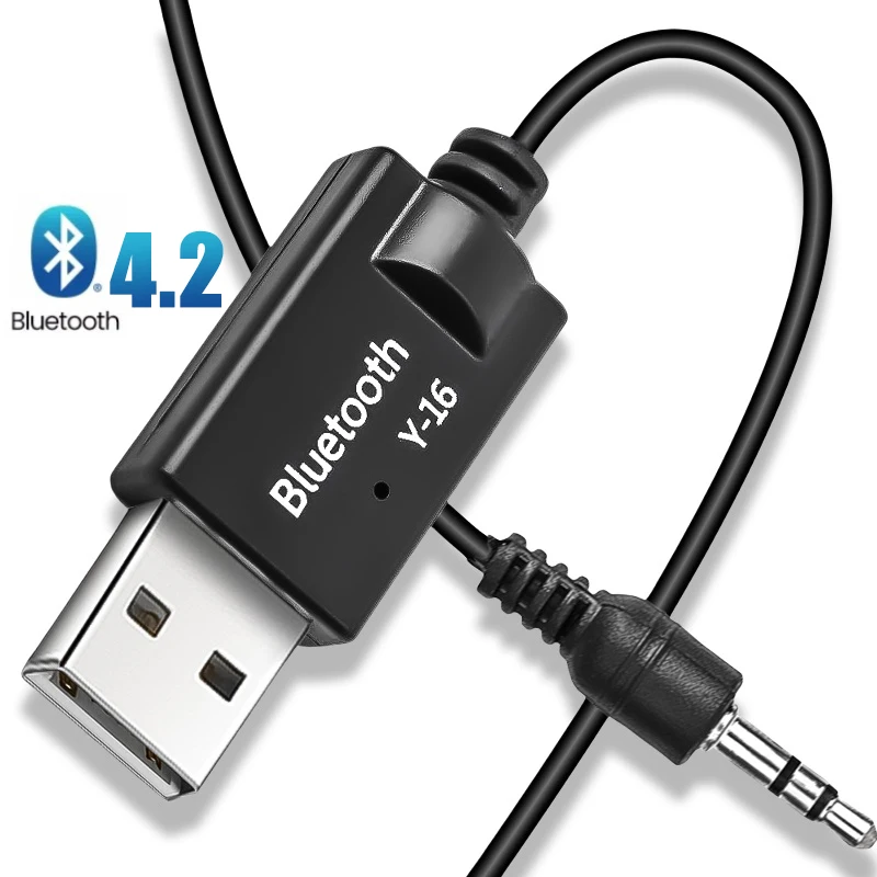 Bluetooth 4.2 Car Audio Receiver Hands-Free USB to 3.5mm Jack Aux Car Adapter for TV Amplifier PC Headphones Home Stereo Car