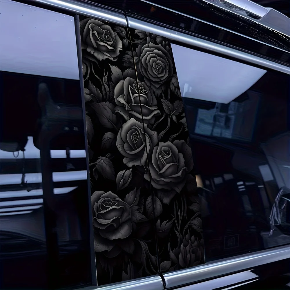 

Pack of 2, Black Roses, Graphic Car Stickers: Set of 2 - Waterproof, Scratch Resistant, Fits All Models - Auto Parts and