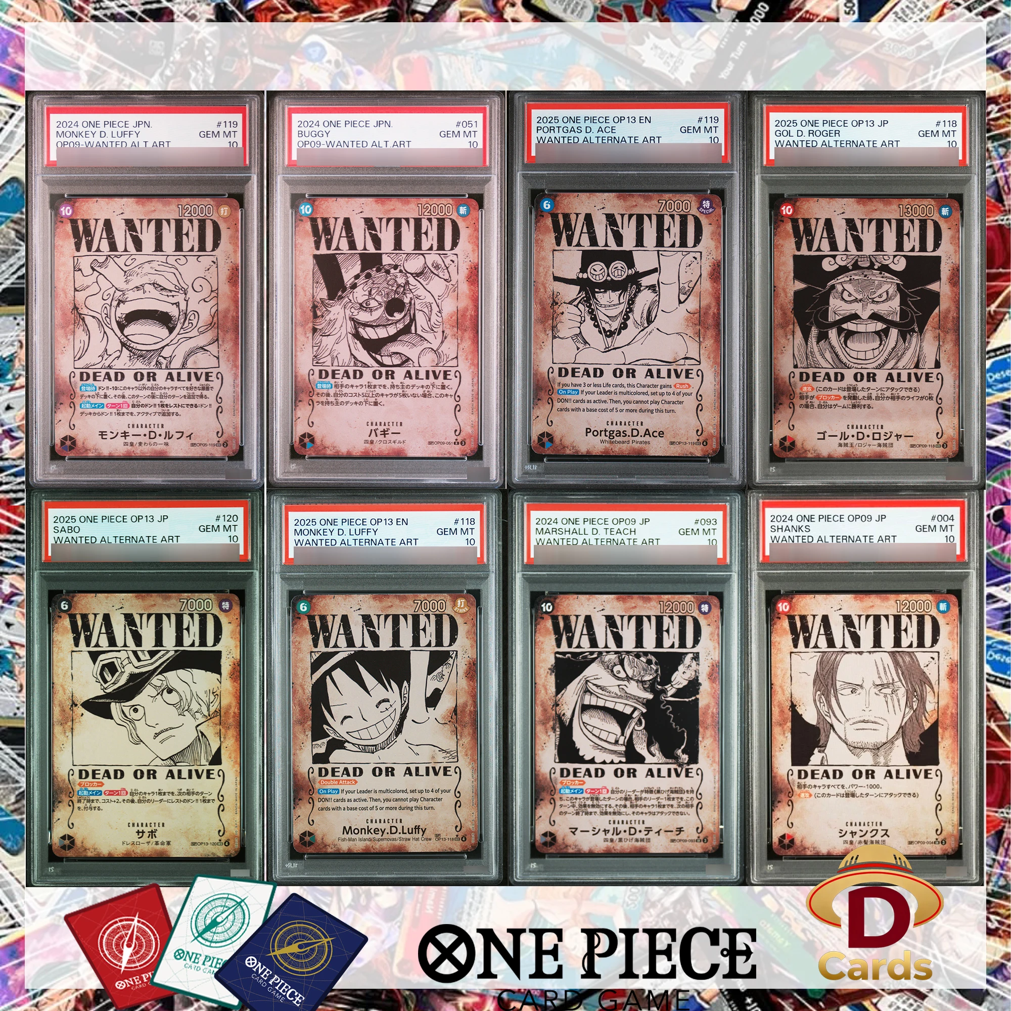 

All Set One Piece Card Tcg Wanted Alternate Art Poster Parallel P/S/A10 Scored Grade 10 Points Game Collection Replica Cards
