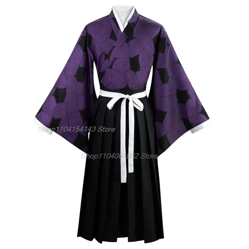 Kokushibo disfraz de Anime Demon Slayer para hombres, peluca de Cosplay de Kimetsu, No Yaiba Kokushibou, Kimono Haori, disfraces de Halloween