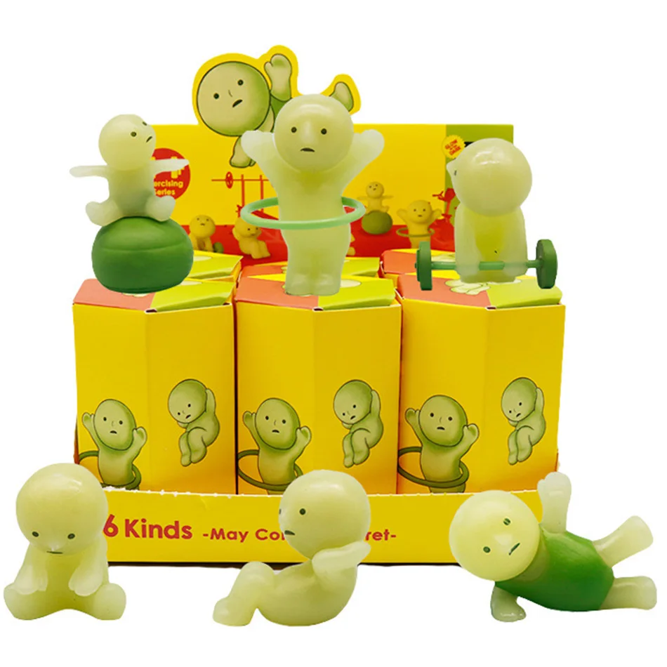 5 سنتيمتر صندوق أعمى اللياقة البدنية سلسلة شخصية صغيرة لطيف Noctilucent الديكور دمية غرفة نوم المرحاض سلسلة نموذج ركن لعبة الهدايا