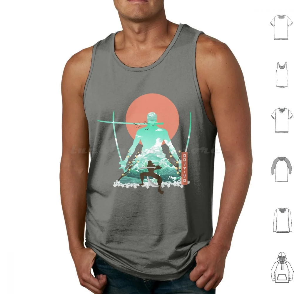 Roronoa Zoro Colorful Waves-#O25 Tank Tops Vest Sleeveless Anime Roronoa Zoro Luffy Zoro Hats Monkey D Luffy Manga Zoro