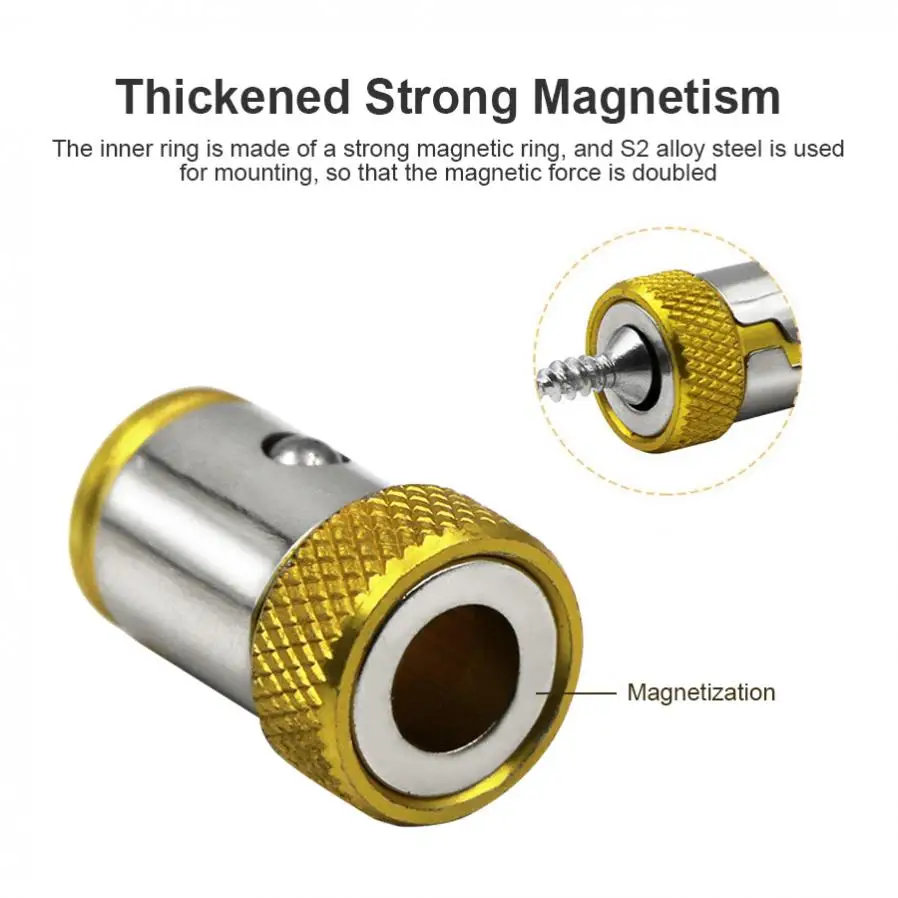 2 stücke Bit Magnetiseur Magnetische Bit Halter Legierung Elektrische Magnetische Ring Schraubendreher Bit Kopf Starke Nicht-slip Magnet Ring