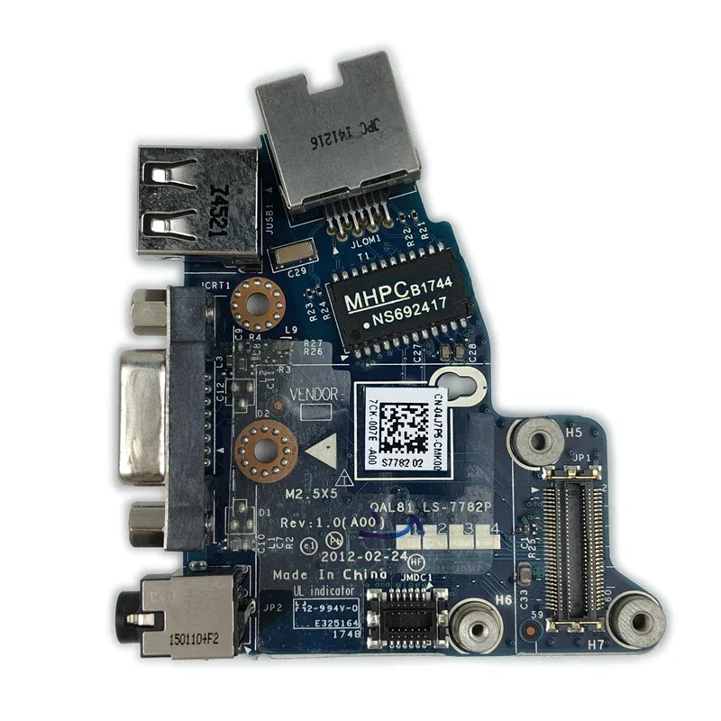 New QAL81 LS-7782P Board For Dell Latitude E6430 USB Audio Jack VGA Port USB board Ethernet 04J7P5 CN- 04J7P5
