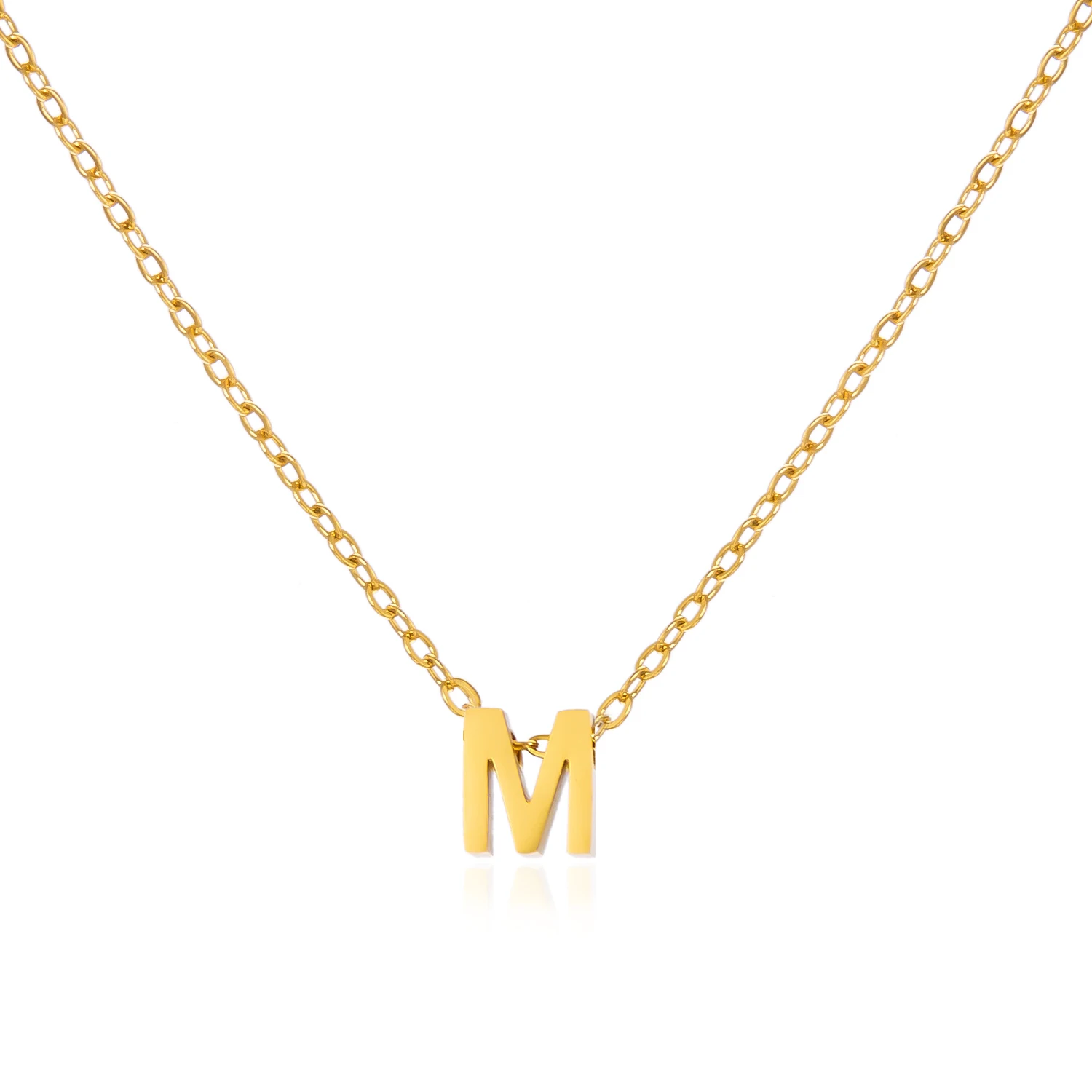 Stainless Steel Initial Necklace for Women Men Gold Color Cut Letters Single Name Choker Necklace Jewelry Gift Dropshipping