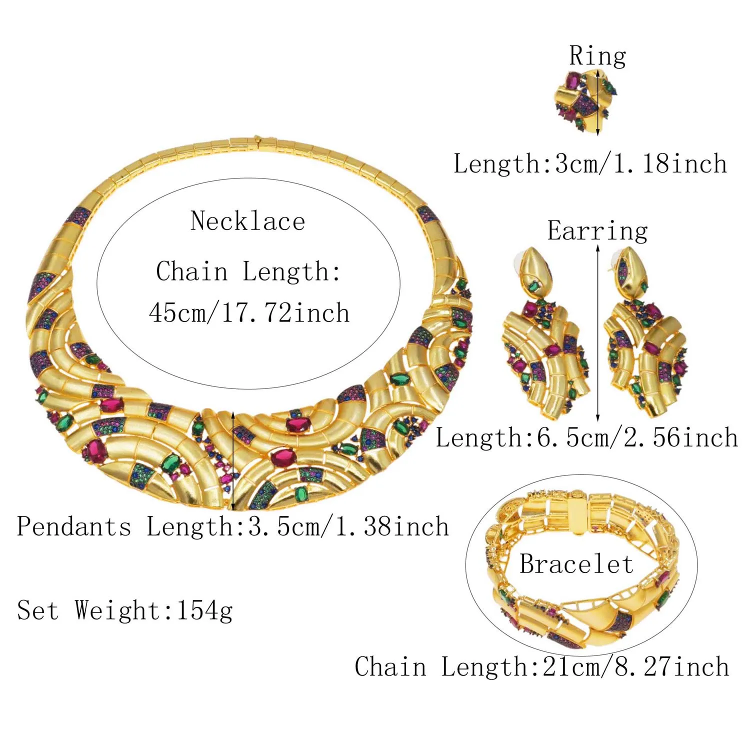 Yulaili Gold Plated Brass Base Wedding Jewelry Set for Women Non-Tarnish Never Fade 5A Cubic Zirconia 925 Silver Needle HZ23051