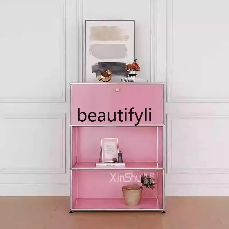 

USM simple pink combination cabinet stainless steel TV cabinet, medieval dining side, minimalist lockerD06