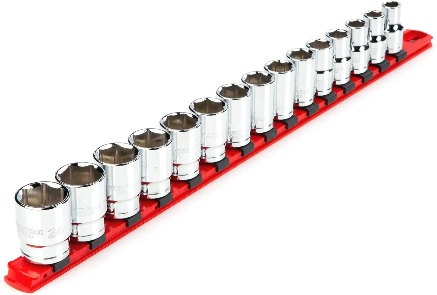 

15-Piece 1/2 Inch Drive Shallow 6-Point Socket Set with Rail (10-24mm) for Versatile Applications