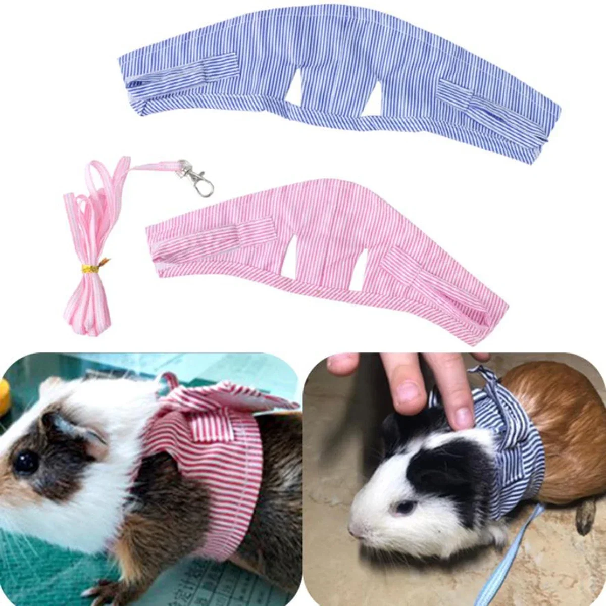 Small Pet Two-legged Chest Strap Outdoor Traction Rope Leash Clothes for Chinchilla Dutch Guinea Pig Breathable Cotton Corset