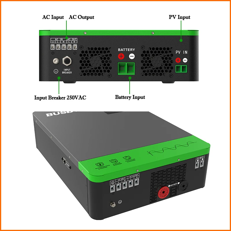 4.2KW 6.2KW Hybrydowe inwertery solarne 24V 48V 230V Czysta fala sinusoidalna Off Grid MPPT 100A/120A Kontroler ładowania słonecznego do paneli słonecznych