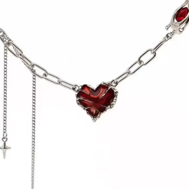 Forever Love Heart Shape Pendant Women Necklace Metal Heart Epoxy Resin Beads Charm Beaded Link Chain Girls Necklace Jewelry image 5