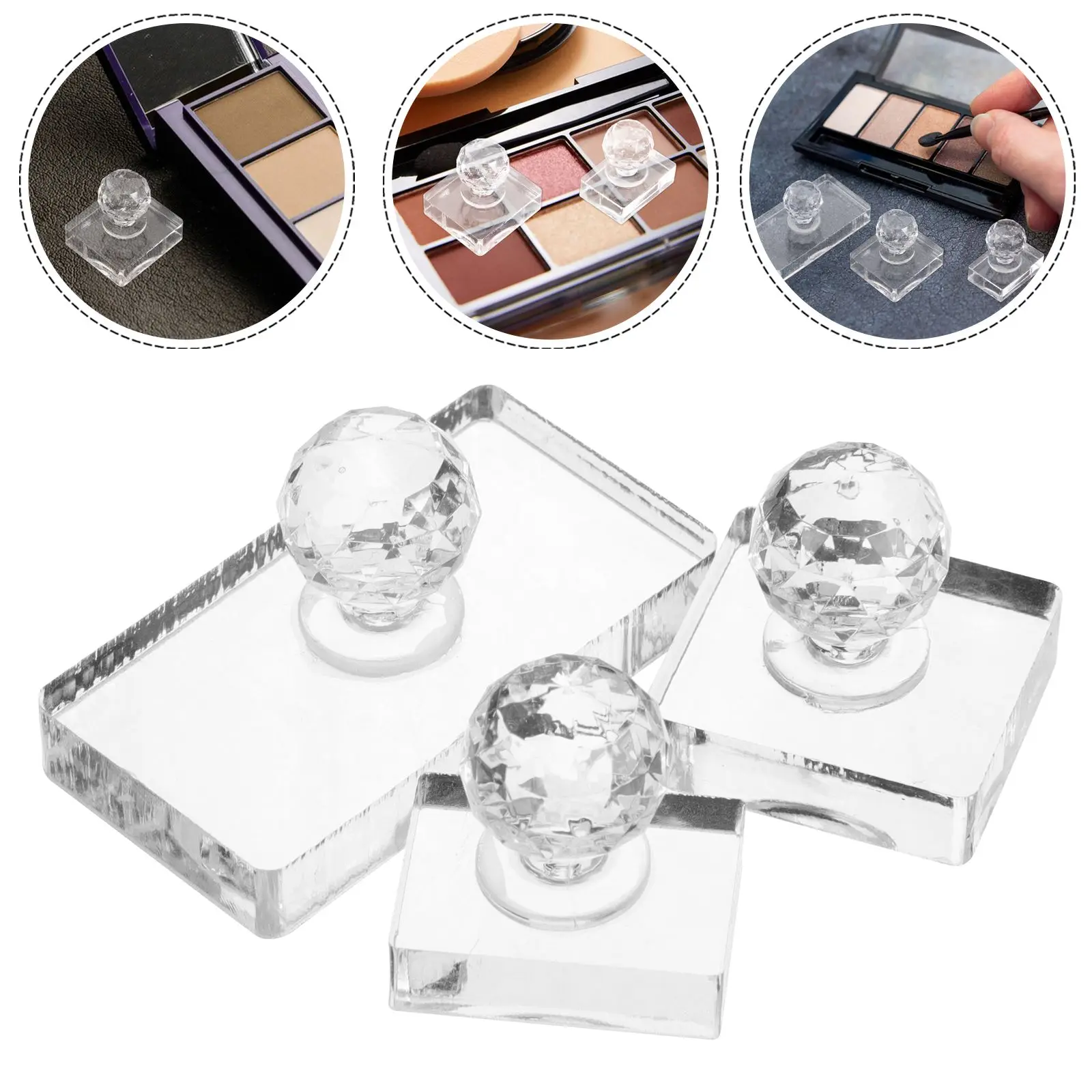 Outil de plateau de fard à paupières, outil de presse cosmétique, sceau de pression, tampon de pression d'ombre à paupières, moule de compactage de poudre, plat de maquillage 3 pièces