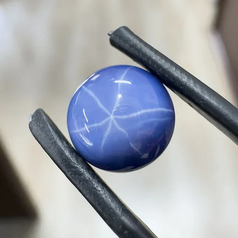 Corundum Starlight Stone Blue Color Round Shape Smooth Cutting Cabochon Cut Gemstones for Diy Jewelry Making