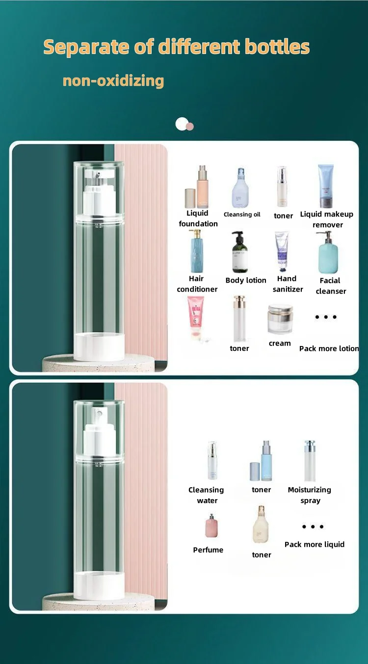 15/30ML Travel Set Lotion Spray bottle Clear vacuum fillable Lotion Cosmetics Travel Liquid Container Cosmetics Skincare Tools