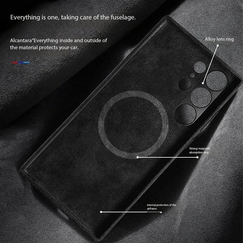 Etui na Samsung Galaxy S24 S25 S26 Ultra Plus ALCANTARA, magnetyczne etui skórzane biznesowe na telefon S26 S25 S24 Ultra — zdjęcie produktu 5