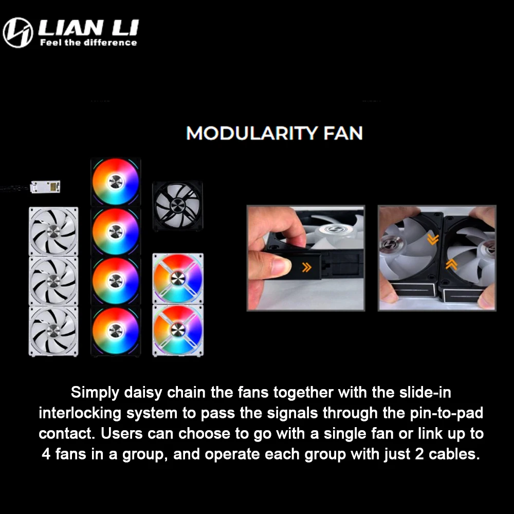 LIAN LI UNI Fan AL120 ARGB l-connect PWM kipas pendingin tanpa kabel, bebas kekacauan, rantai Daisy kelas industri PC pendingin Gamer