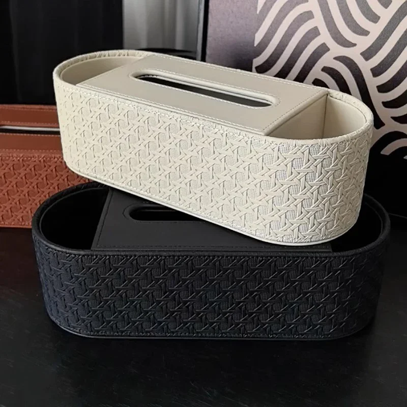 

Modern Leather Table Decor Accessories Boxes Seat Type Organizer Tissue Box Creative Design Boxes Multifunctional Tissue Box
