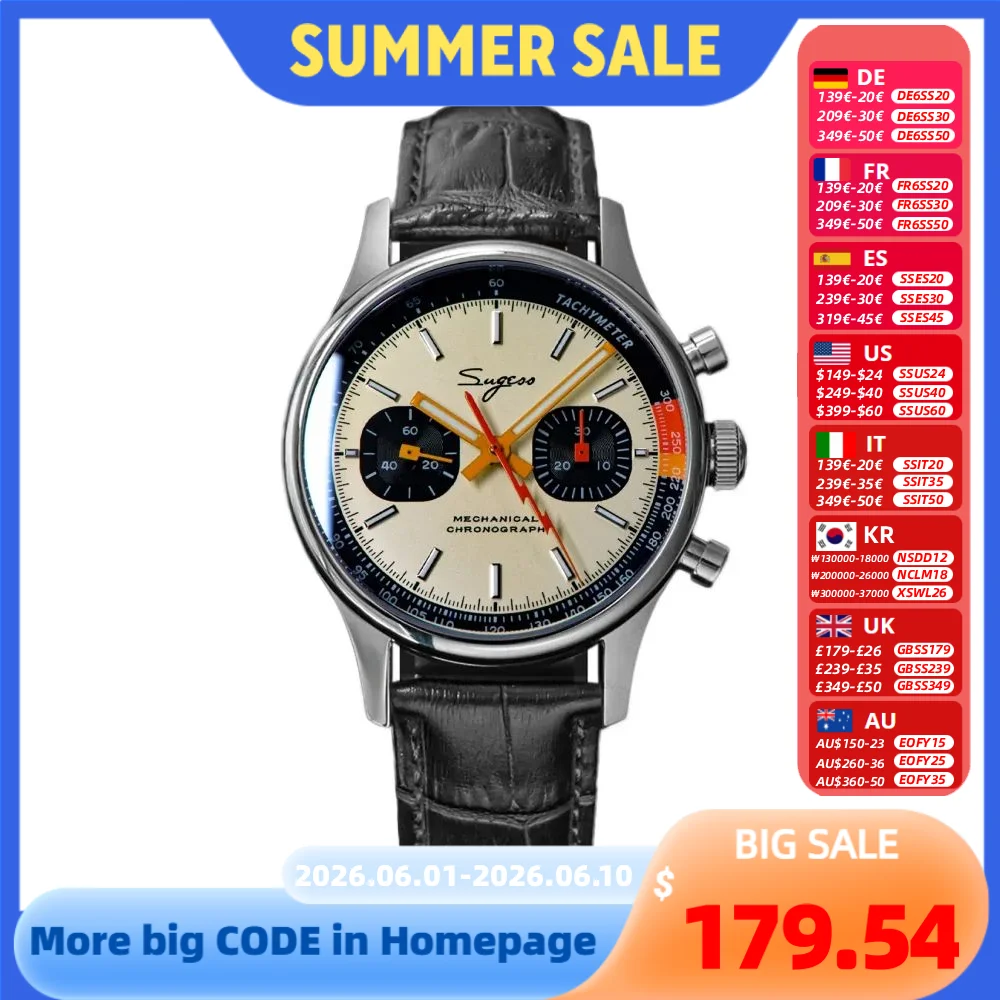 Sugess New Business Watch Mechanical Chronograph ST19 Original