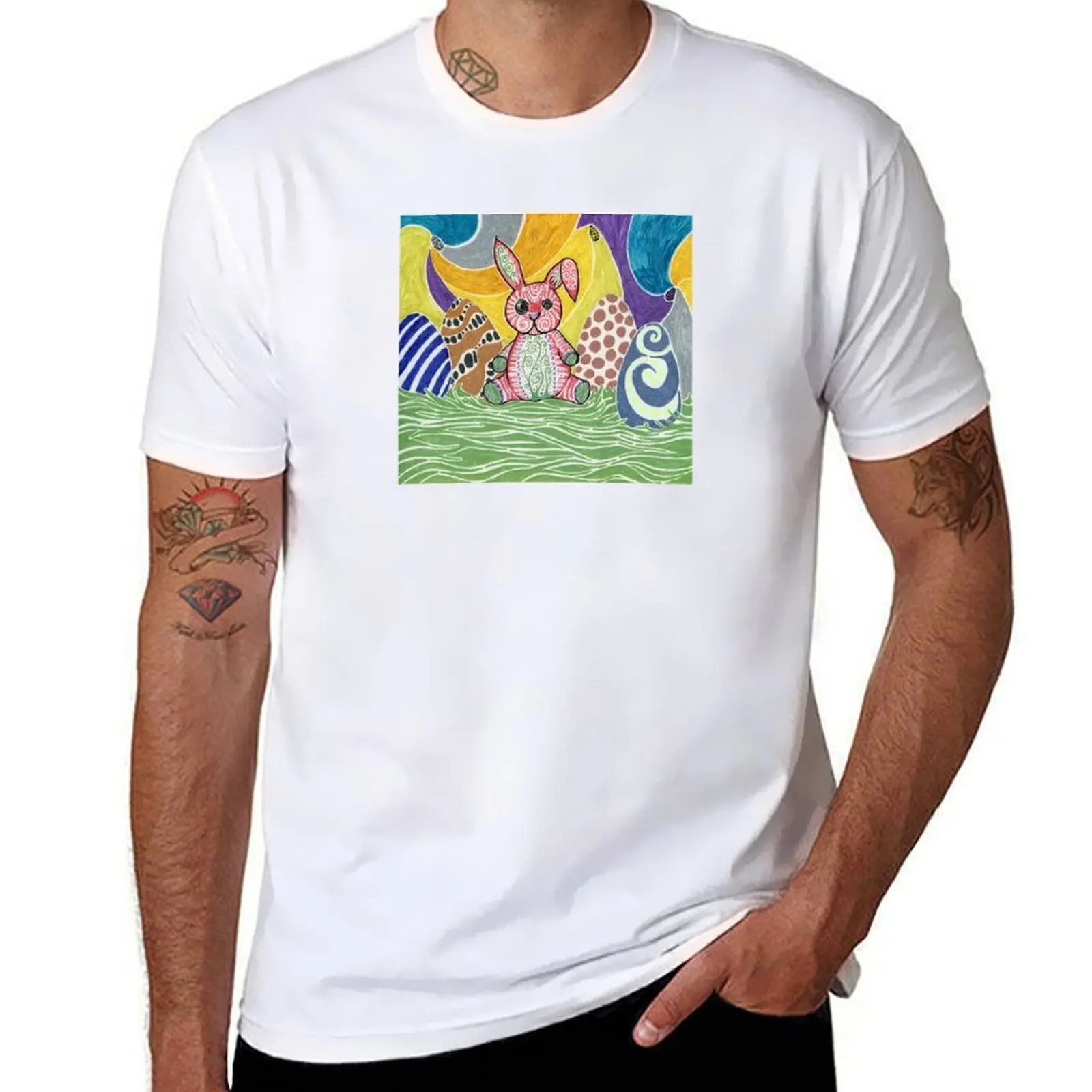 

Egg Bunny T-Shirt men t shirt cotton 100% man t shirts for men casual T-Shirt