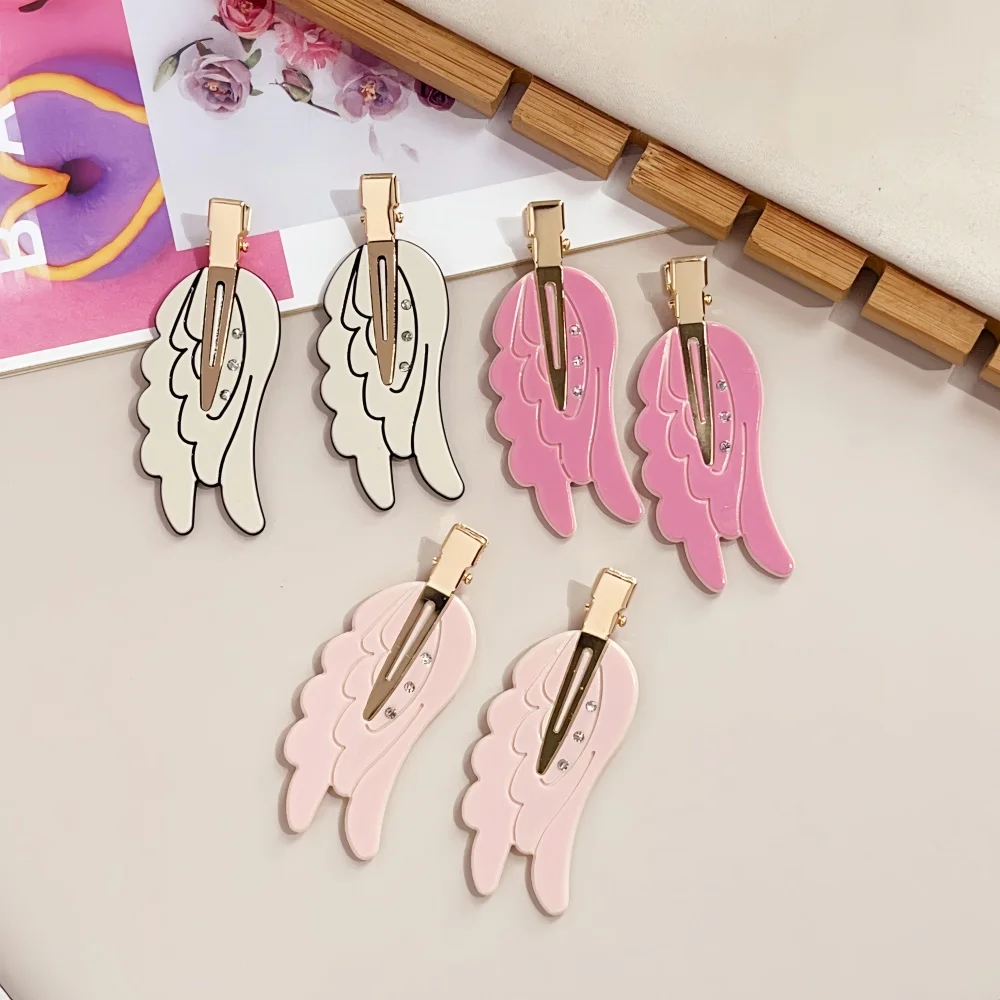

1/2PCCute Angel Wings Hairpin Pink Seamless Hair Clips Dopamine Makeup Side Bangs Barrettes for Women And Girls Hair Accessories