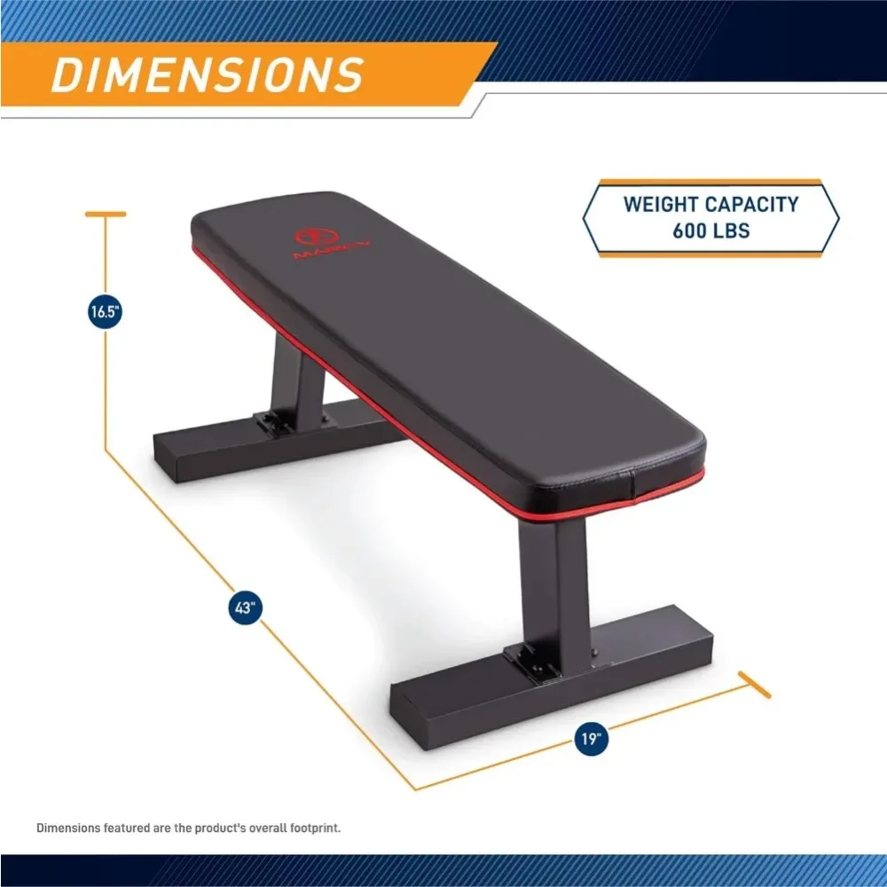 Deluxe Versatile Flat Bench Workout Utility Bench with Steel Frame SB-10510, Black, 19.00 x 17.00 x 44.00 inches