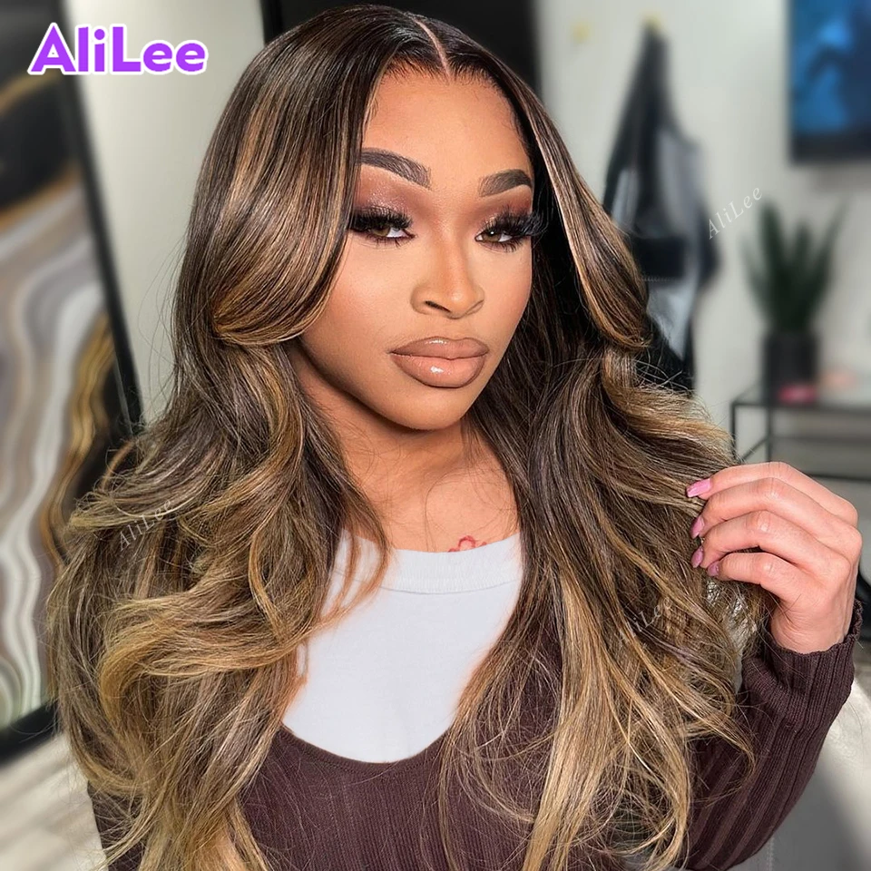 Highlight Brown 5x7 Lace Closure Preplucked Hair 13x4 13x6 Transaprent Lace Frontal Wigs Body Wave Frontal Real Human Hair