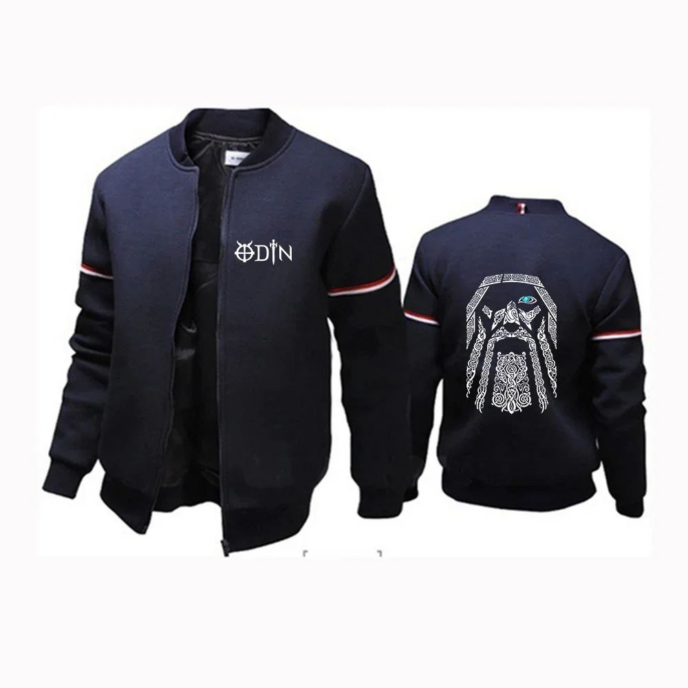 2024 Men New Vikings Odin Warrior Legend Hooded Long Sleeves Print Flight Jackets High Quality Fashion Zip Hoodies Cardigan Tops