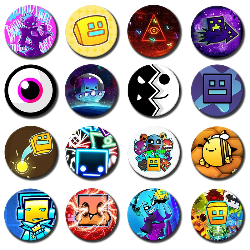 Game G-Geometry D-Dash-s Soft Button Pins Creative Brooch Funny Quotes Badge on Backpack Clothes Decor Jewelry Accessories Gifts