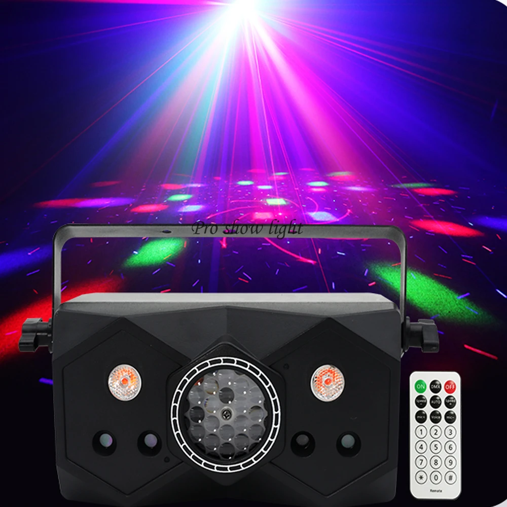4IN1 Effect Pattern Lazer Light DJ Lighting 36W LED Strobe Lights Stage Starry Sky Laser Light Disco Party Lights With Remote