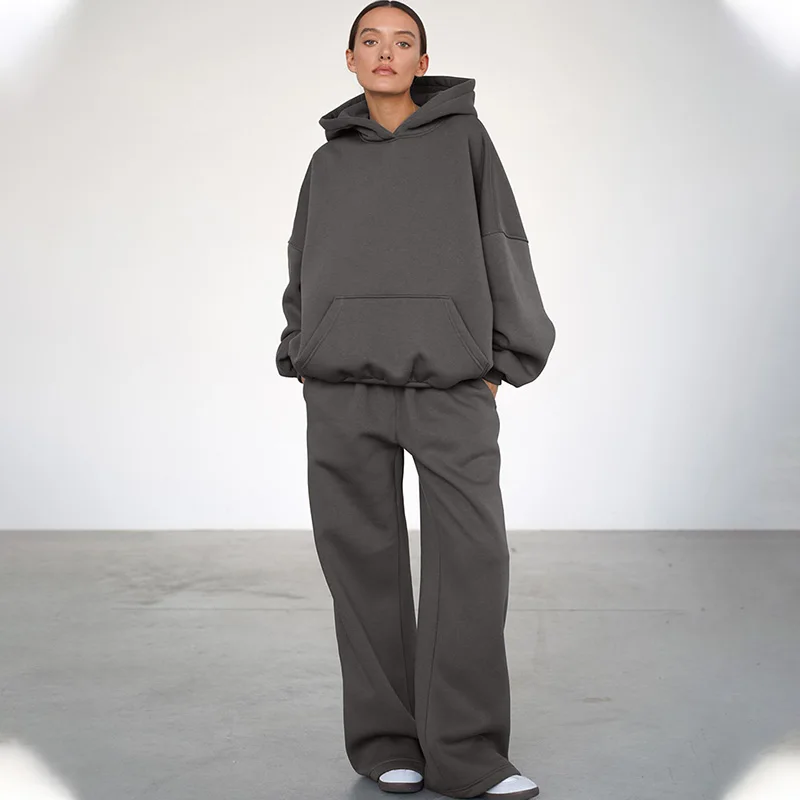 

TARUXY толстовка с капюшоном, костюмы для отдыха, женская мода, пуловер с карманами и длинными рукавами, широкие брюки, костюмы, осенняя одежда для поездок на работу