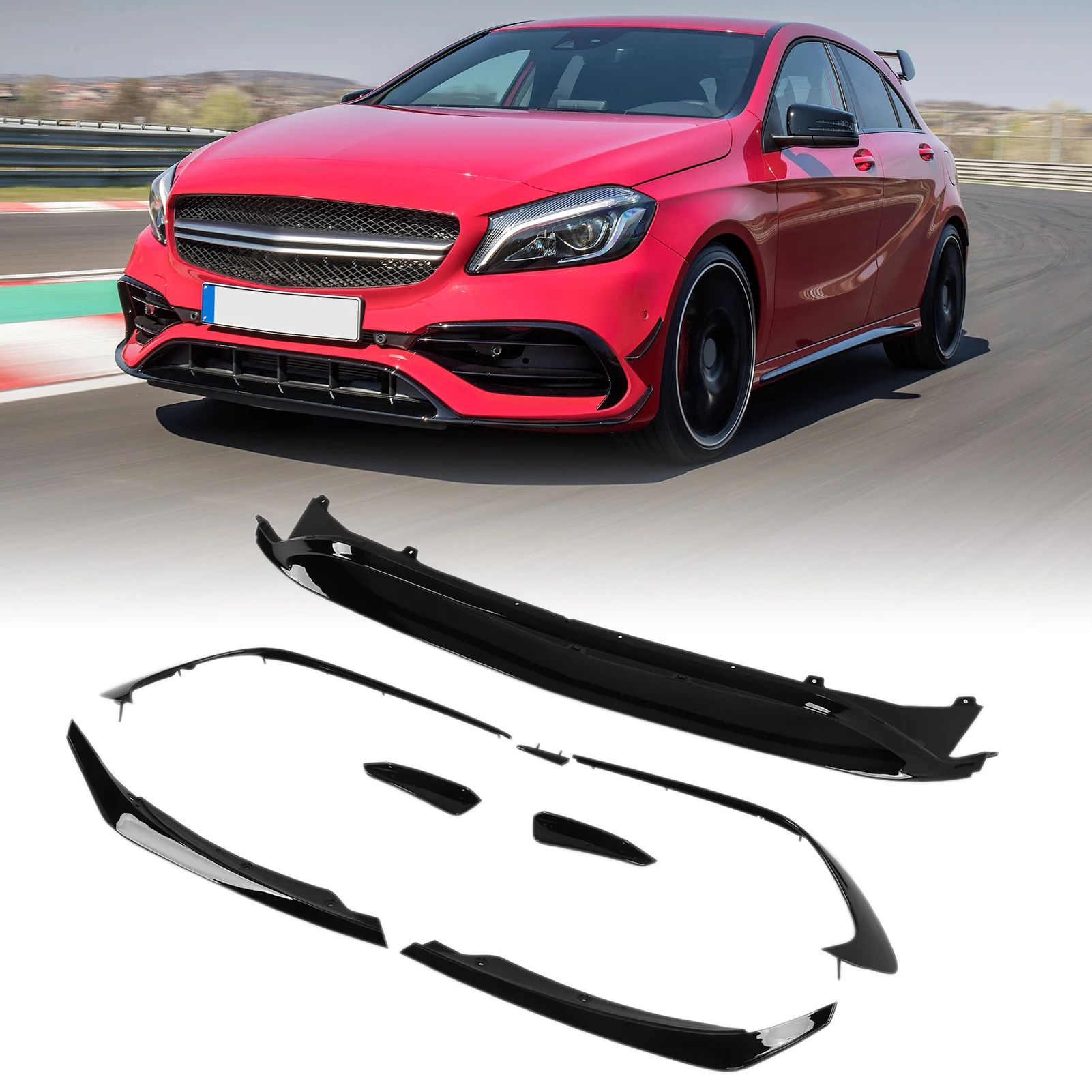 Front Bumper Aero Kit Bumper Aero Lip Simple Installation ABS Gloss Black Improve Aerodynamics for Car