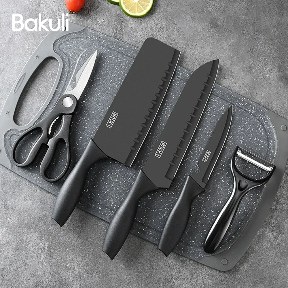 Küchenmesser-Set aus Edelstahl mit feststehender Klinge, Haushaltsküchenwerkzeuge, scharfes Messer zum Schneiden von Fleisch und Obst