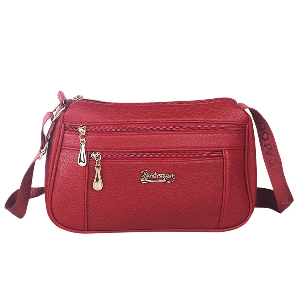 

Portable PU Leather Crossbody Bag Large Capacity Solid Color Shoulder Bag Casual Zipper Messenger Bag Women
