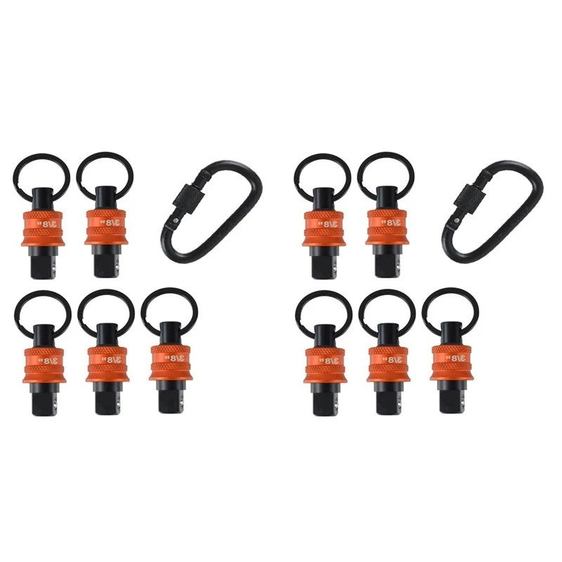 [NEW!A93G】 Socket Holder Keychain 10Pc - 3/8 Inch Socket Organizer With Quick Release And Clip - Impact Wrench And Toolbox