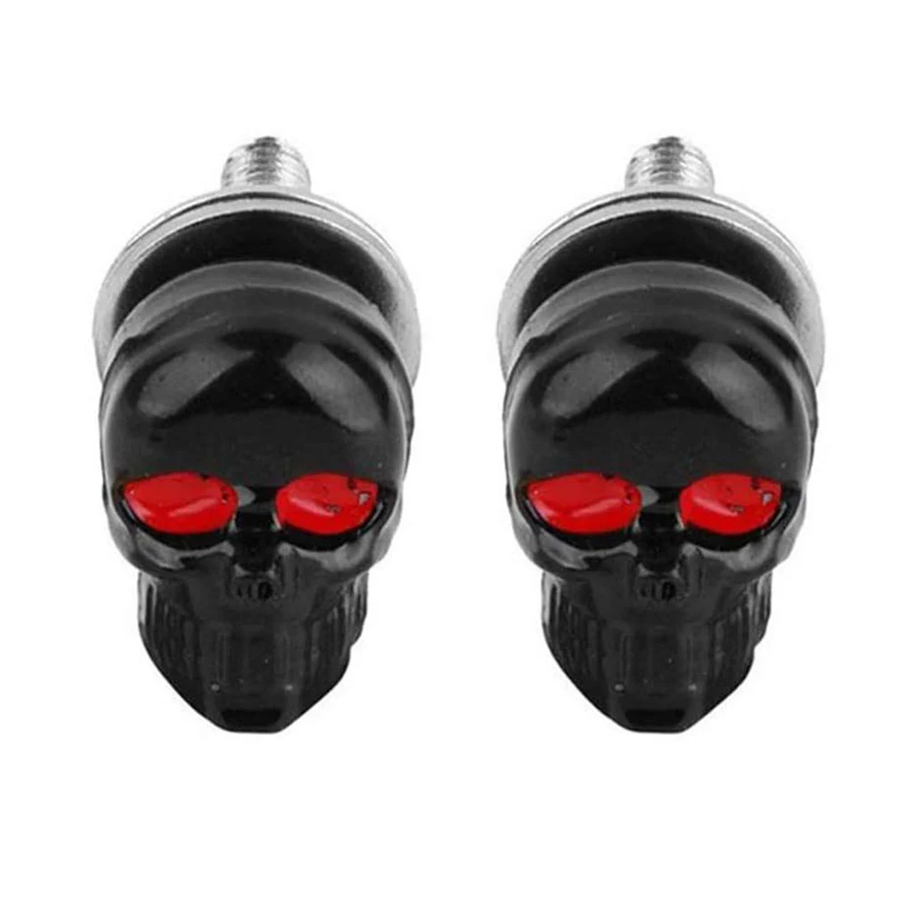 2pcs Skull Design License Plate Frame Bolts for Motorcycle - Plastic Fasteners Compatible with 6mm Mounting Holes