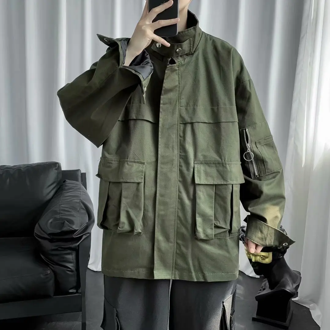 Spring and Autumn Ins Workwear Jacket Men's Korean Version Trendy Retro Loose Casual Long Sleeved Jacket Woman